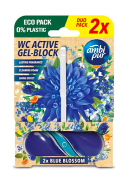 Гелевый подвесной блок для туалета Ambi Pur WC Active Gel-Block Голубые цветы, 2х45 г
